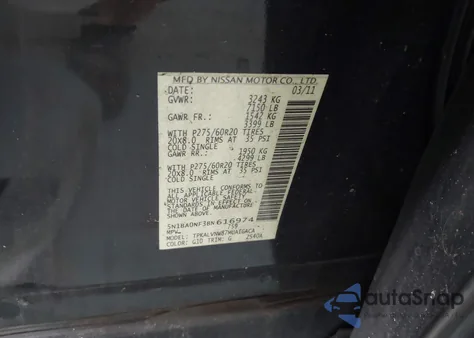 2011 Nissan Armada Platinum from USA, damaged, VIN 5N1BA0NF3BN616974